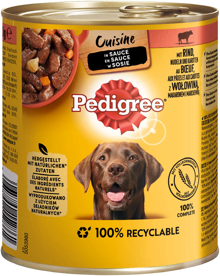 Pedigree Hunde-Nassfutter Cuisine in Sauce mit Rind, Nudeln und Karotten Pedigree Hunde-Nassfutter Cuisine in Sauce mit Rind, Nudeln und Karotten